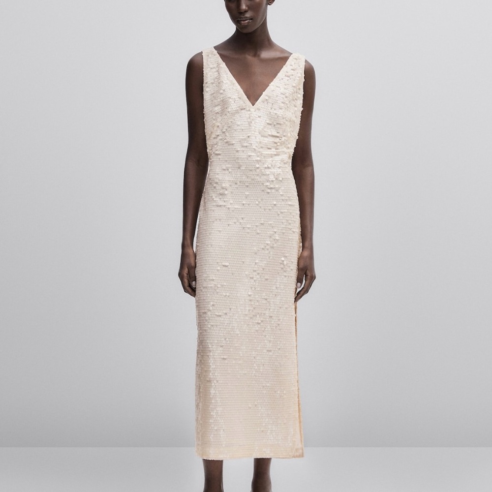 Massimo Dutti pale pink/cream sequin dress